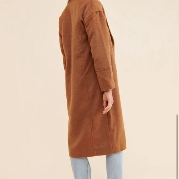 Greylin Bryce Brushed Oversized Long Coat Brown Button XS Winter Quiet Luxury - Picture 5 of 14
